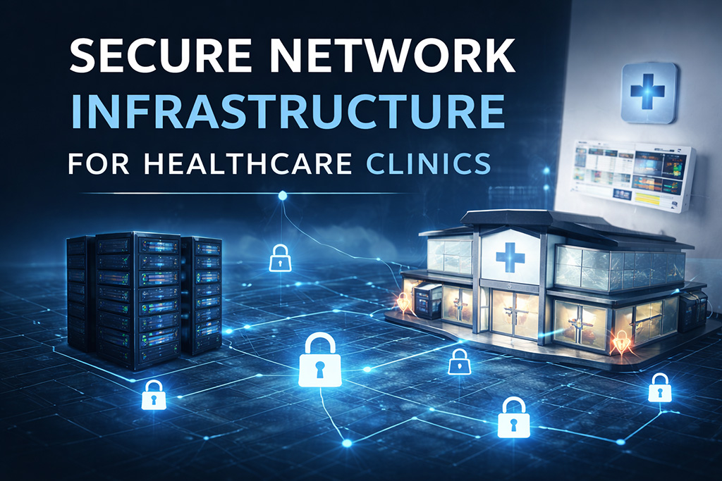 Secure network infrastructure for healthcare clinic